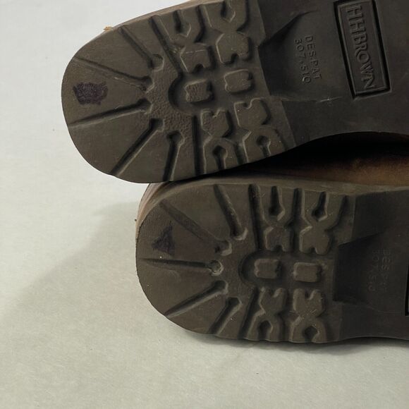 HH Brown Boots Mens 7 1/2 M Ankle Brown Leather Lace Up - Picture 7 of 9